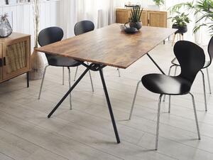 Tavolo da pranzo Piano in legno scuro Gambe in metallo Nero 160 x 90 cm 6 posti rettangolare industriale Beliani