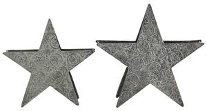Set di 2 portacandele stelle in metallo argento ornamenti natalizi figure Beliani
