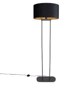 Lampada da terra nera con paralume ovale nero 50cm - Thijmen