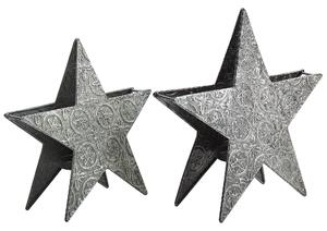 Set di 2 portacandele stelle in metallo argento ornamenti natalizi figure Beliani