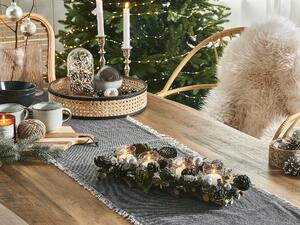 Portacandele in legno verde materiale sintetico pigne ramoscelli per 4 candele decorazioni natalizie design tradizionale Beliani