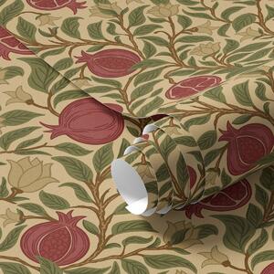 Carta da parati Melograni e fiori nello stile di William Morris, Parati fiori e piante classici, a00240 : Uwalls.it