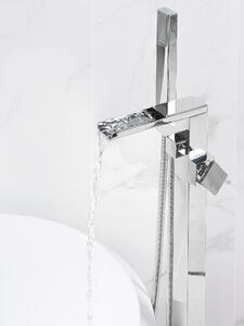 Miscelatore vasca da bagno cromato argento freestanding 118 cm accessori bagno moderno Beliani