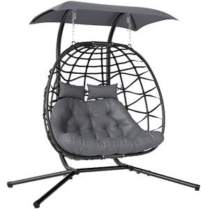 Outsunny Sedia a Dondolo con Cuscino, Struttura in Acciaio, Resistente fino a 260 kg, Grigio Scuro | Aosom Italy