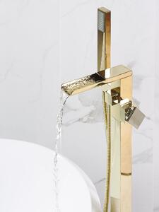 Miscelatore vasca da bagno cromato dorato freestanding 118 cm accessori bagno moderni Beliani