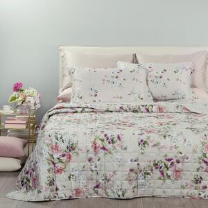 Copriletto Trapuntato In Raso Di Cotone Damasco Matrimoniale Dreaming Floreale Beige Caleffi
