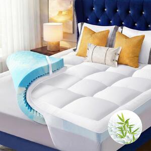 Coprimaterasso NicePlus con piumino, 90x200x7 cm, schiuma gel a 5 zone - Per un sonno ristoratore, rete a maglie a 360° adatta a tutti i materassi, H2/H3