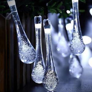 Catena decorata con 50 Gocce a Led Bianco freddo 10 metri con pannello solare Aigostar