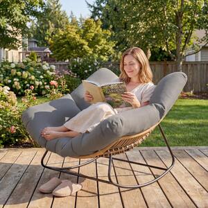 VivaGarden Poltrona da Esterno in Rattan/Metallo Dimensioni 107x97x79 cm colore Grigio