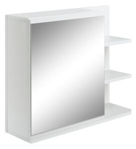 Kleankin Specchiera Bagno a Parete con Anta e 3 Ripiani Laterali in Legno, 60x18x50cm, Bianco