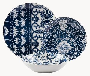 Servizio di piatti in porcellana Blue Silk, 6 persone, set da 18