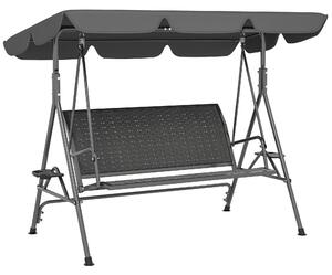 Outsunny Dondolo da Giardino 3 Posti in Rattan PE e Acciaio con Tettuccio e Portabicchieri, 204x112x150 cm, Grigio | Aosom Italy