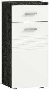 Kleankin Mobile Bagno con Cassetto e Armadietto in Legno, 35x30x77.5cm, Bianco e Nero | Aosom Italy