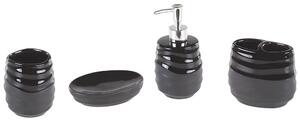 Set di accessori per il bagno Dispenser di sapone moderno in ceramica nera Portaspazzolino Bicchiere Beliani