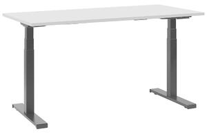Scrivania regolabile elettricamente Piano tavolo grigio verniciato a polvere Struttura in acciaio Nero Siediti e stai in piedi 130 x 72 cm Beliani