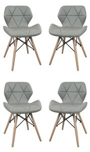 NAOMIE - set di 4 sedie moderne in ecopelle e legno