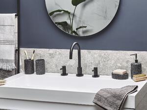 Set di accessori per il bagno Dispenser di sapone minimalista in ceramica grigio scuro Portaspazzolino Beliani