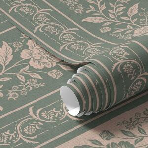 Carta da parati Strisce verticali con motivo floreale, Parati fiori e piante classici, a00273 : Uwalls.it