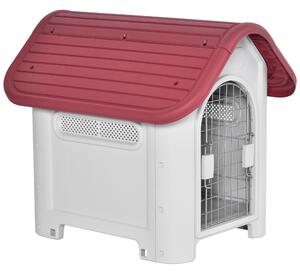 PawHut Cuccia per cani da esterno e interno doppia porta in metallo e multi-ventilazione 59 x 75 x 66 cm rosso | Aosom Italy