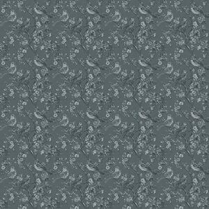 Carta da parati Motivo scuro con uccelli e fiori, stile classico, Parati fiori e piante classici, a00281 : Uwalls.it