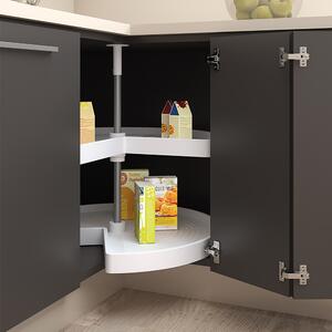 Emuca Kit Cestello girevole per mobile di cucina, 270Âº, modulo 800 mm, Plastica e allumnio, Bianco
