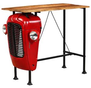 Tavolino da Bar Trattore in Mango Massello 60x120x107cm Rosso