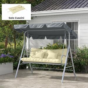 VivaGarden Set 4 Cuscini da Giardino per Schienale e Seduta con Imbottitura in Poliestere 150x50x10 cm colore Crema