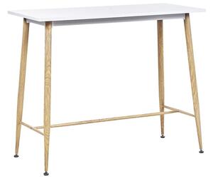 Tavolo da pranzo Piano in MDF bianco 90 x 50 cm Metallo Finitura legno Gambe in metallo Minimalista Beliani