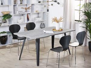 Tavolo da pranzo Piano in legno grigio 160 x 90 cm Gambe in metallo Nero Cucina Beliani