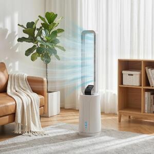 DecHome Ventilatore a Colonna Torre senza Pale Oscillante 3 Velocit con Telecomando e Timer colore Bianco - S5490WT