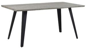 Tavolo da pranzo Piano in legno grigio 160 x 90 cm Gambe in metallo Nero Cucina Beliani