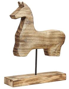 Figura Decorativa a Forma di Cavallo in Legno Naturale Chiaro Moderno Beliani
