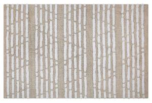 Tappeto Shaggy in cotone beige 120 x 180 cm intrecciato a mano pelo lungo Boho Camera da letto Beliani