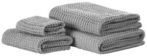 Set di 4 Asciugamani da Bagno in Cotone Grigio Zero Twist Accessori Bagno Beliani