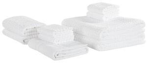Set di 9 Asciugamani Bianco da Bagno in Morbido Cotone Low Twist Accessori Bagno Beliani