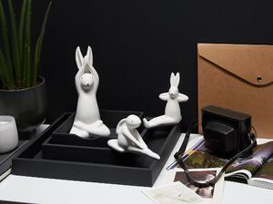 Set di 3 figure coniglietto bianco con finitura bianca in ceramica pasquale fatto a mano posa yoga decorazioni per la tavola Beliani