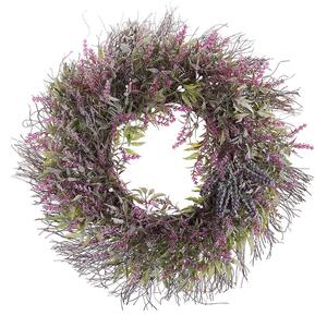 Ghirlanda Porta Viola Fatto A Mano Decorativo Fiore Artificiale Rotondo 50 cm Tavolo Decorazione Parete Stile Rustico Tradizionale Beliani