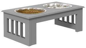 Ciotole Rialzate per Cani Taglia Piccola 2 Ciotole in Acciaio Supporto in MDF Grigio Chiaro