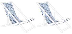 Set di 2 Teli Sostitutivi in Tessuto per Sdraio Motivo Geometrico Blu Bianco Beliani