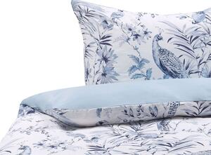 Set copripiumino e federa in misto cotone bianco e blu motivo floreale 135 x 200 cm Camera da letto moderna Boho Beliani