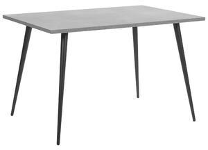 Tavolo da Pranzo Piano Effetto Cemento Gambe in Metallo Nero Rettangolare 120 x 80 cm per 4 Persone Stile Glamour Moderno Beliani
