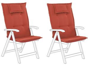 Set di 2 cuscini per sedie da giardino Cuscino per schienale in poliestere rosso Design moderno Cuscino per esterni Beliani