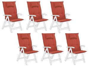 Set di 6 cuscini per sedie da giardino Cuscino per schienale in poliestere rosso Design moderno Cuscino per esterni Beliani