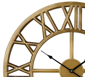 Orologio da Parete dorato Cornice in Ferro Design Classico Numeri Romani Rotondi 61 cm Beliani
