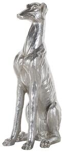 Figura Decorativa a Forma di Levriero in Poliresina Argento 80 cm Beliani