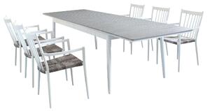 DONATO - set tavolo in alluminio e polywood cm 200/300x90x76 h con 6 sedute