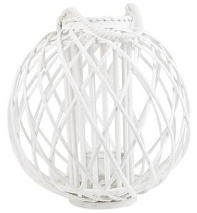 Lanterna Bianca in Legno di Salice e Vetro 41 cm Rotonda per Interni Esterni Scandinava Beliani