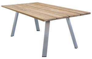 SALTUS - set tavolo in alluminio e teak cm 200x100x74 h con 8 sedute