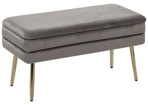 Panca portaoggetti per camera da letto velluto di poliestere grigio gambe dorate design glam mobili da soggiorno a tinta unita Beliani