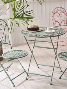 Set da bistrot per esterni in metallo verde 2 sedie pieghevoli Set da balcone decorativo da tavola rotonda Beliani